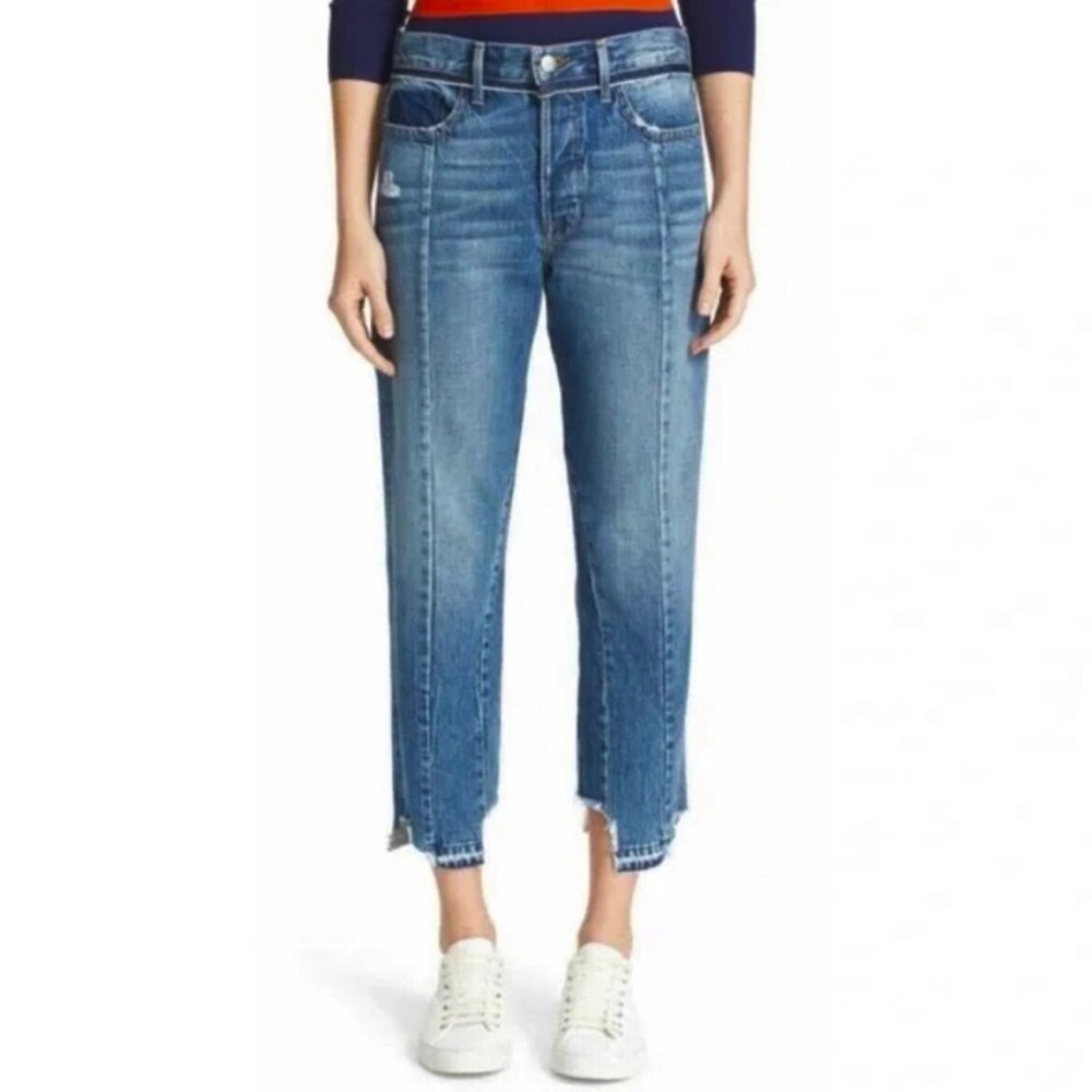 Frame Denim Le Original Button Fly Wetherly Mix High Waist Raw Edge Step Hem 28